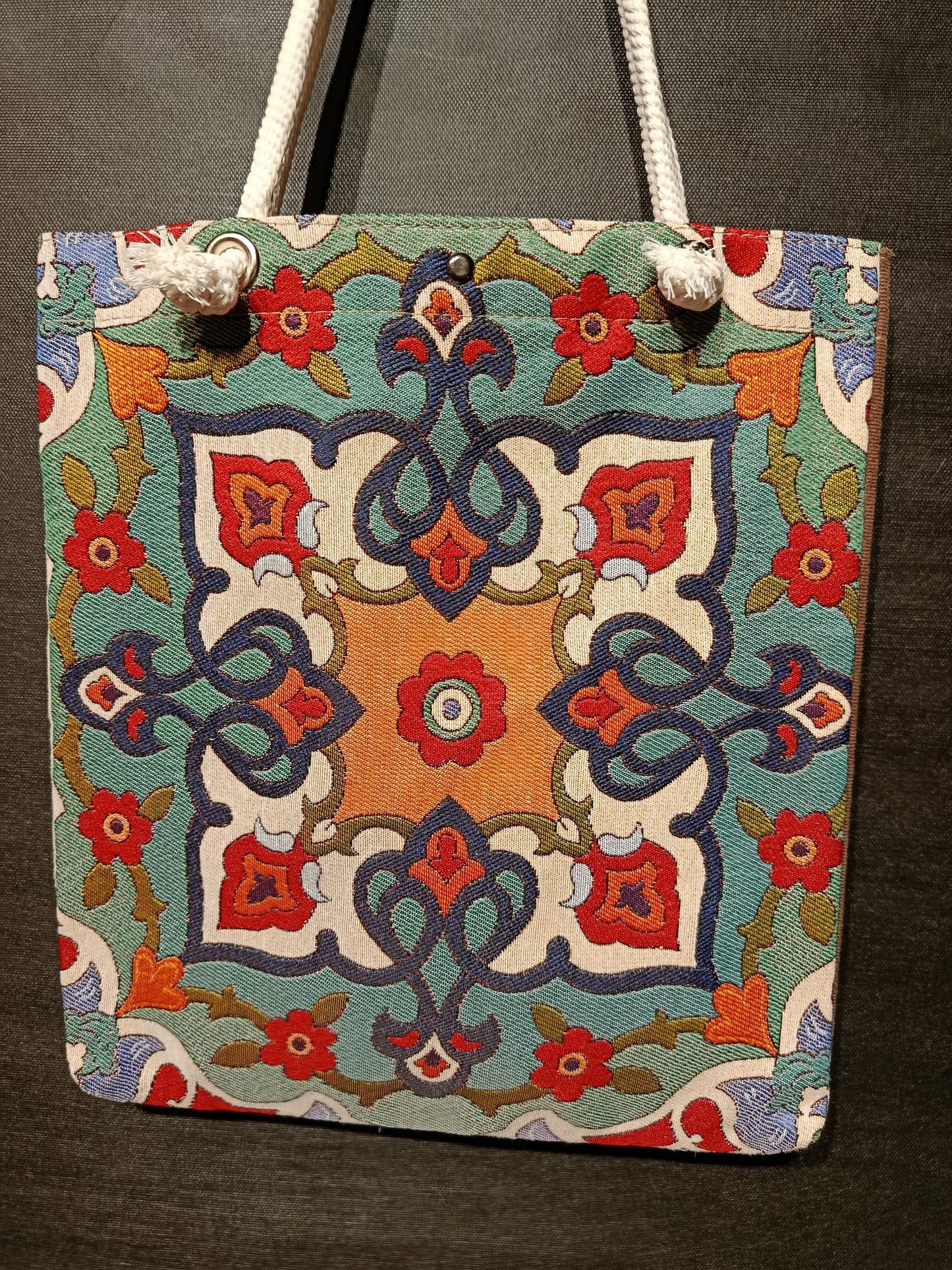 Handmade Floral Tote Bag: Organic Cotton Shoulder Bag