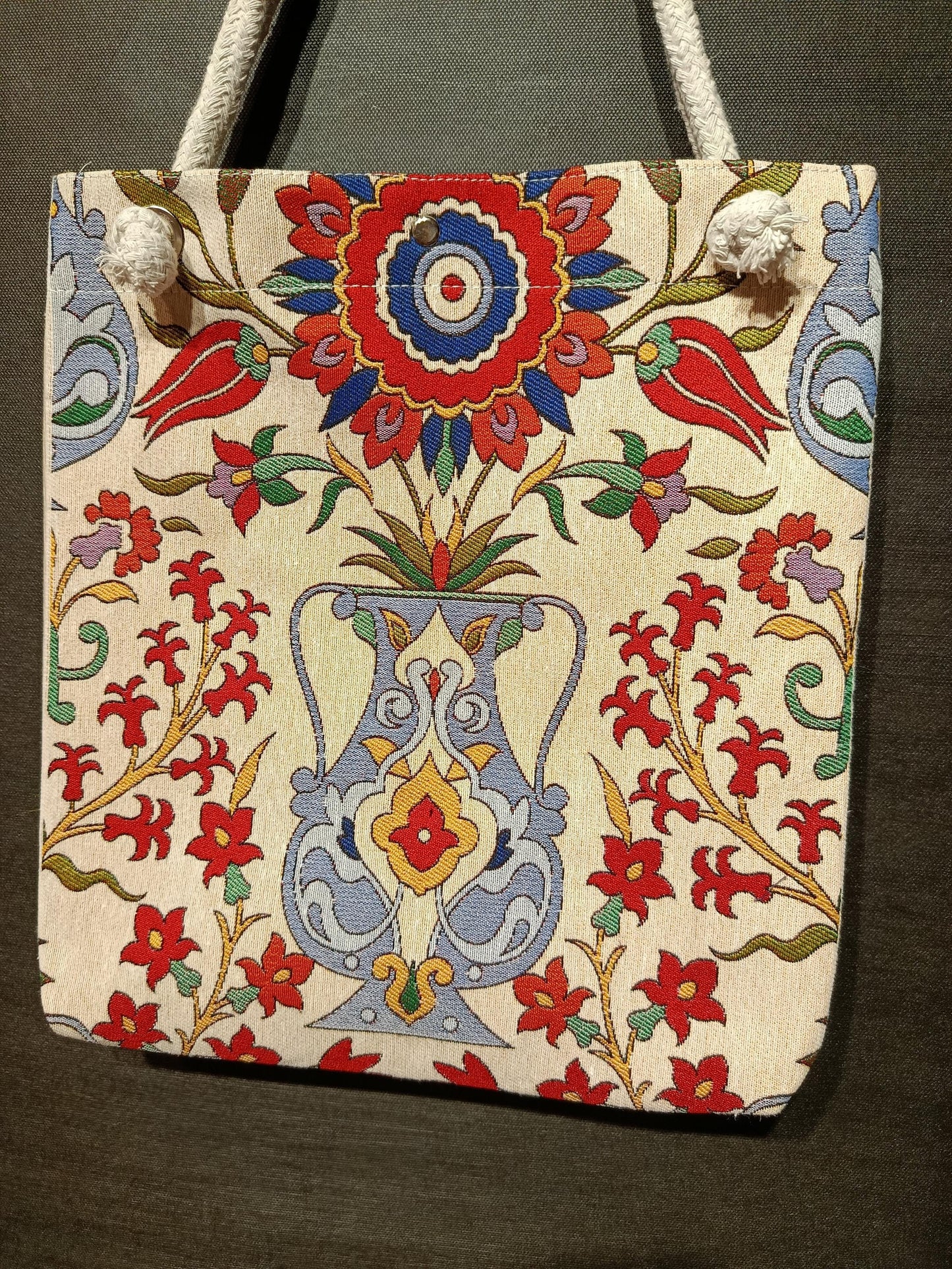 Handmade Floral Tote Bag: Cotton Blend Shoulder Bag