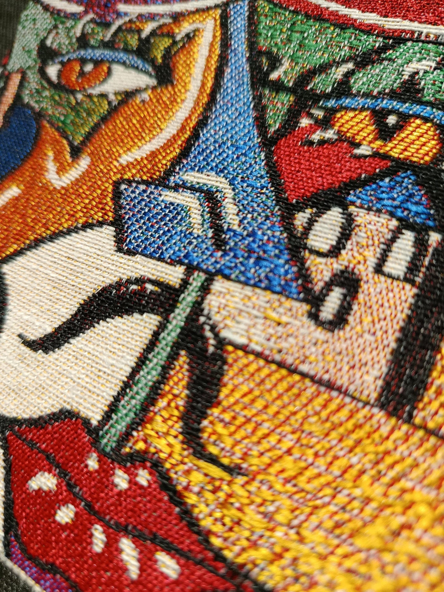 Handmade Tapestry Purse: Abstract Face Design, Small Clutch Bag