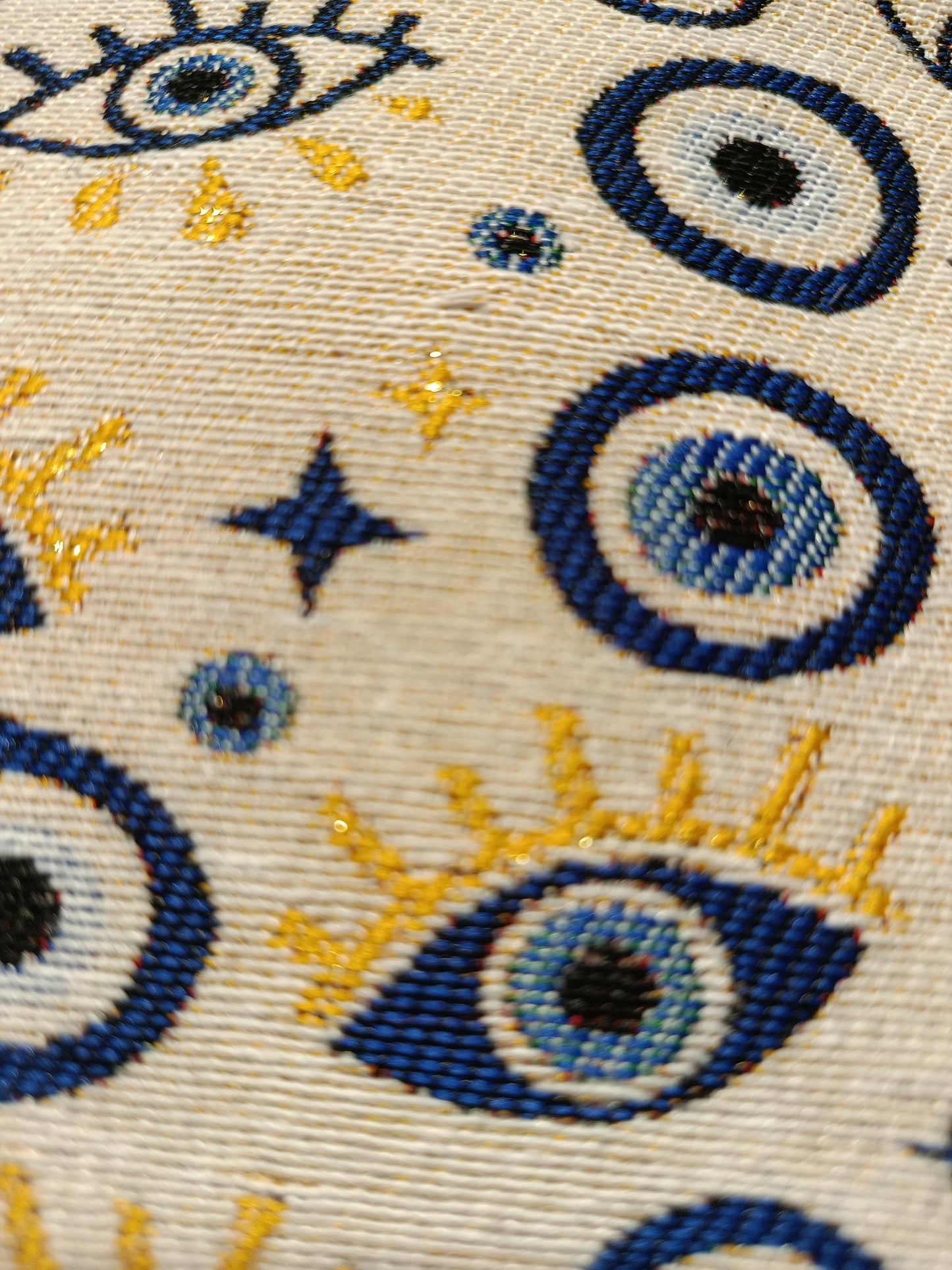 Handmade Gobelin Evil Eye Wristlet – Moon & Stars Celestial Clutch – Turkish Tapestry Zipper Pouch