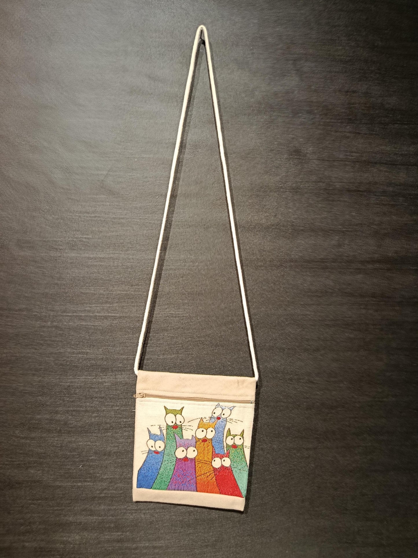 Tapestry Cat Crossbody Bag – Handmade Woven Canvas Purse