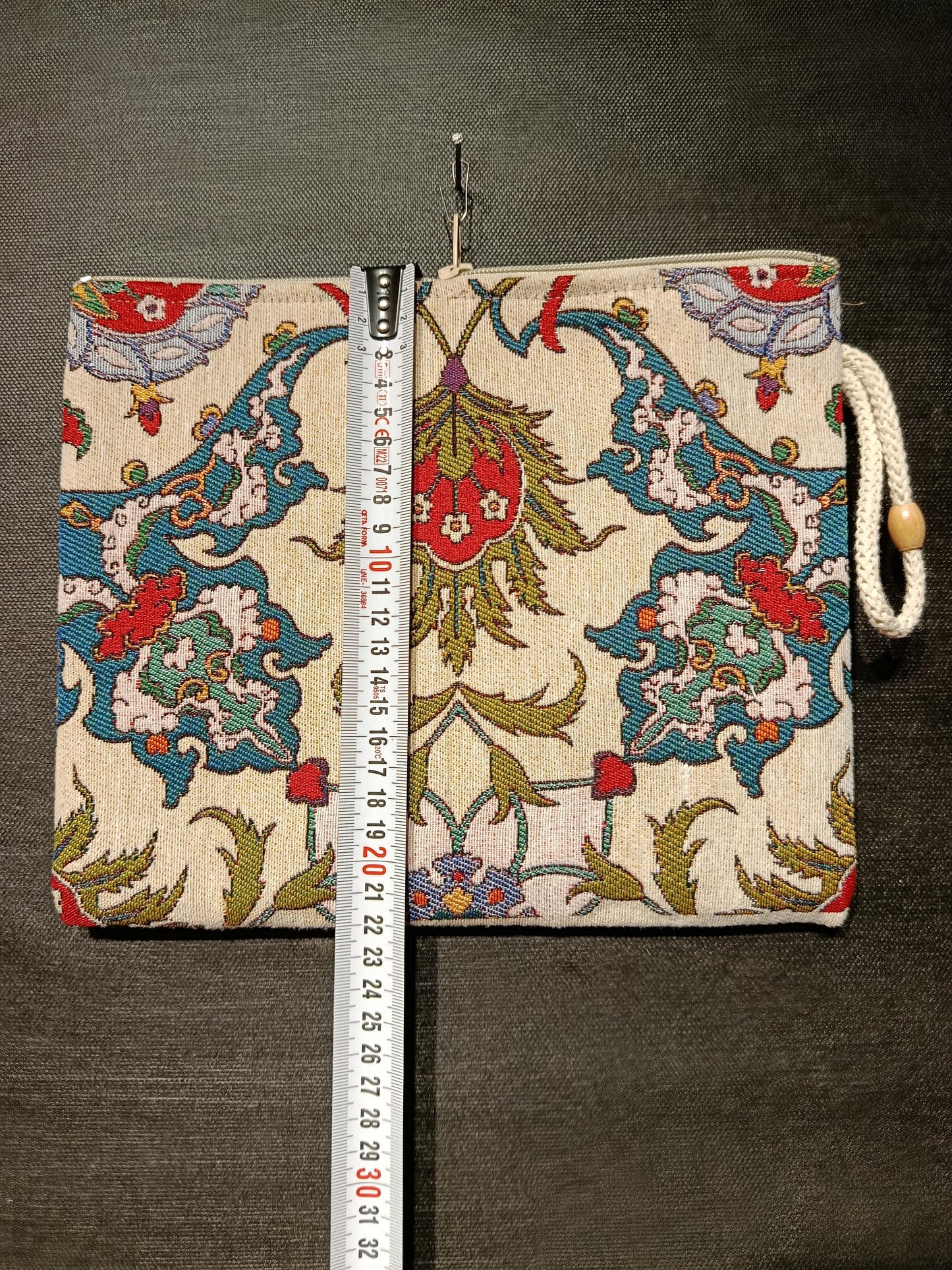 Ottoman Floral Tapestry Clutch: Turkish Tulip Vine Pouch, Handmade