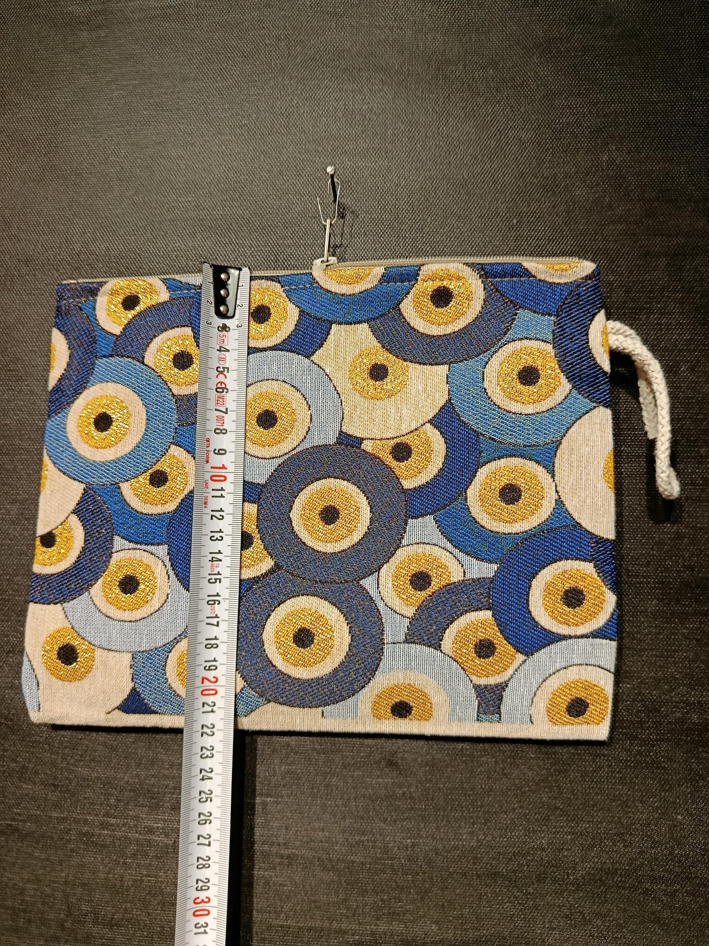 Evil Eye Tapestry Clutch: Turkish Nazar Symbol Zip Pouch