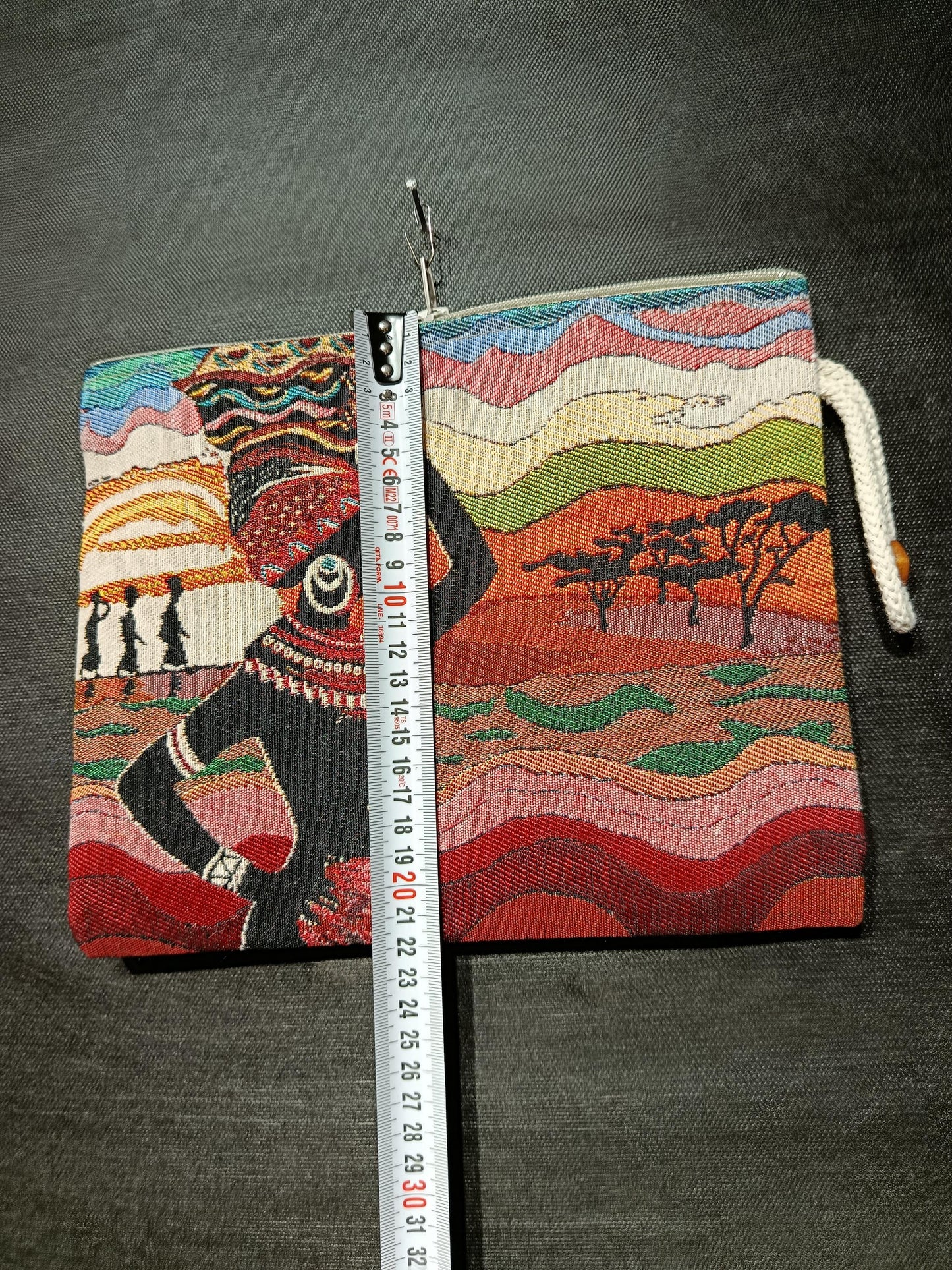 African Tribal Art Clutch Bag: Gobelin Tapestry Wristlet - Handmade