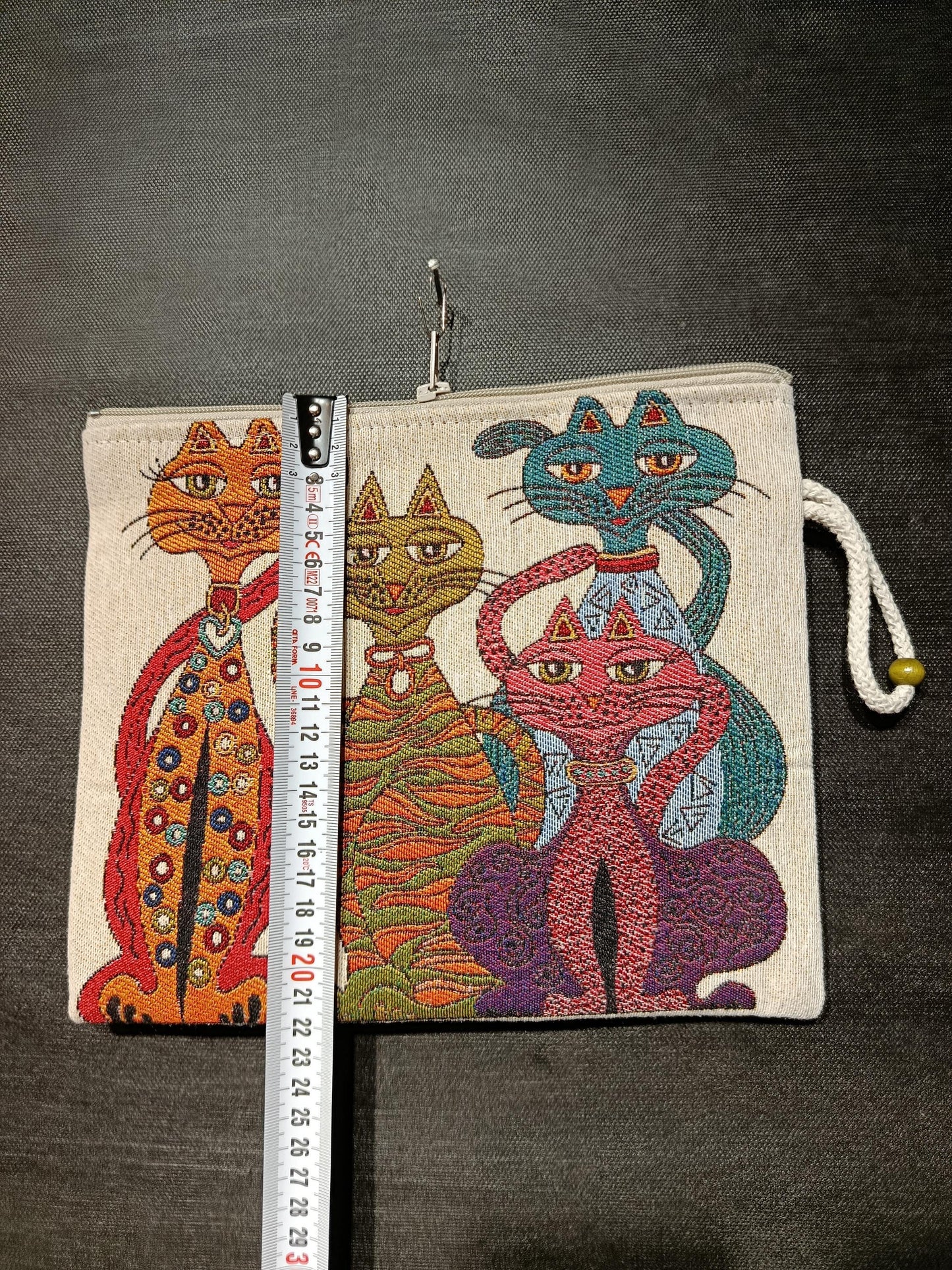 Colorful Cat Clutch Bag: Gobelin Tapestry Zippered Wristlet