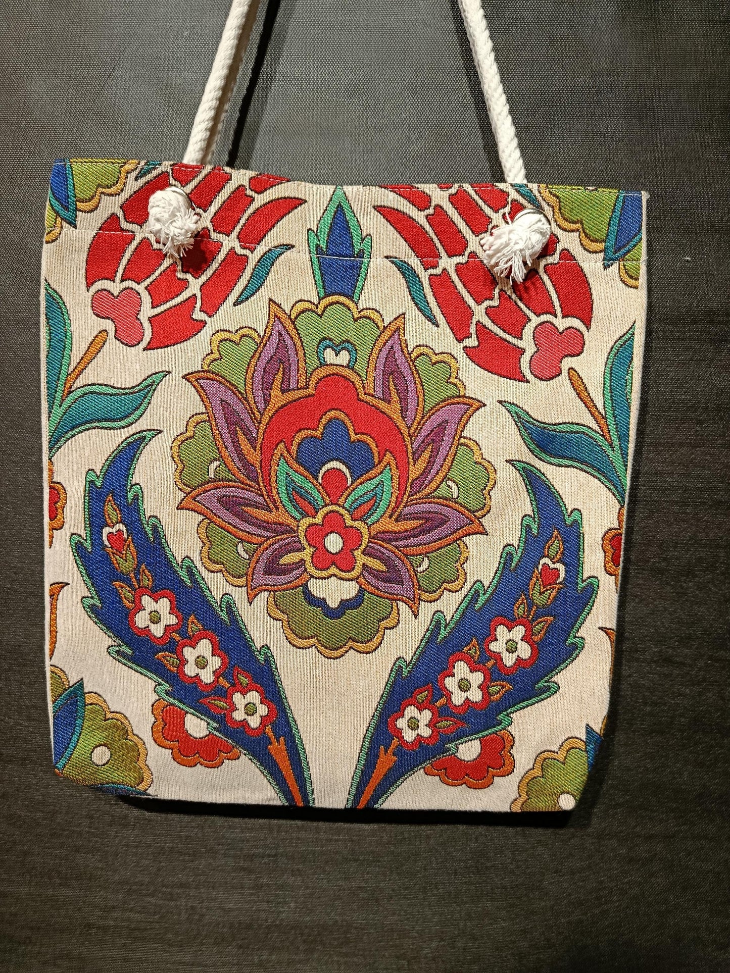 Handmade Floral Shoulder Bag: Organic Cotton Blend Tote
