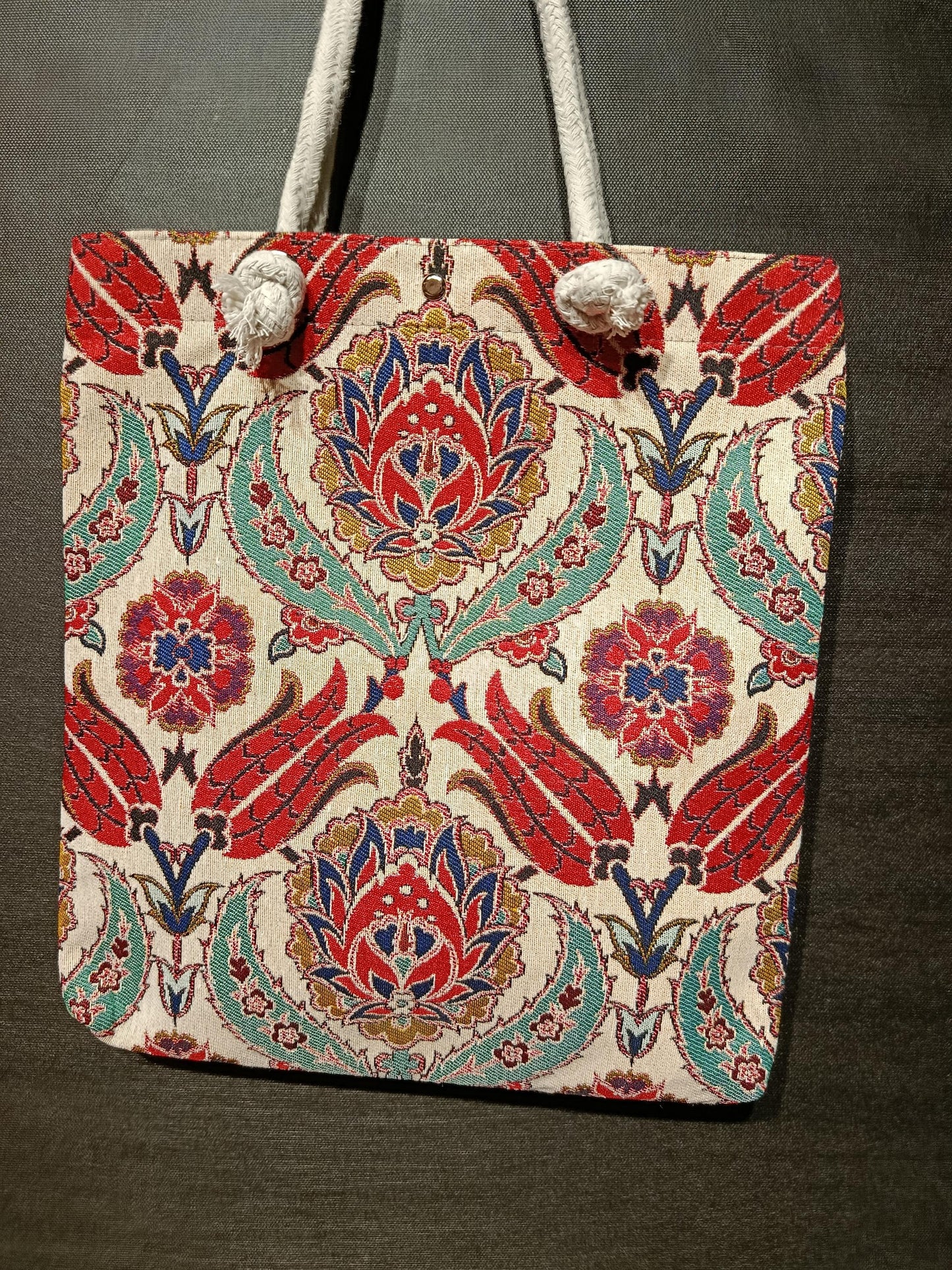 Handmade Floral Tote Bag: Organic Cotton Shoulder Bag