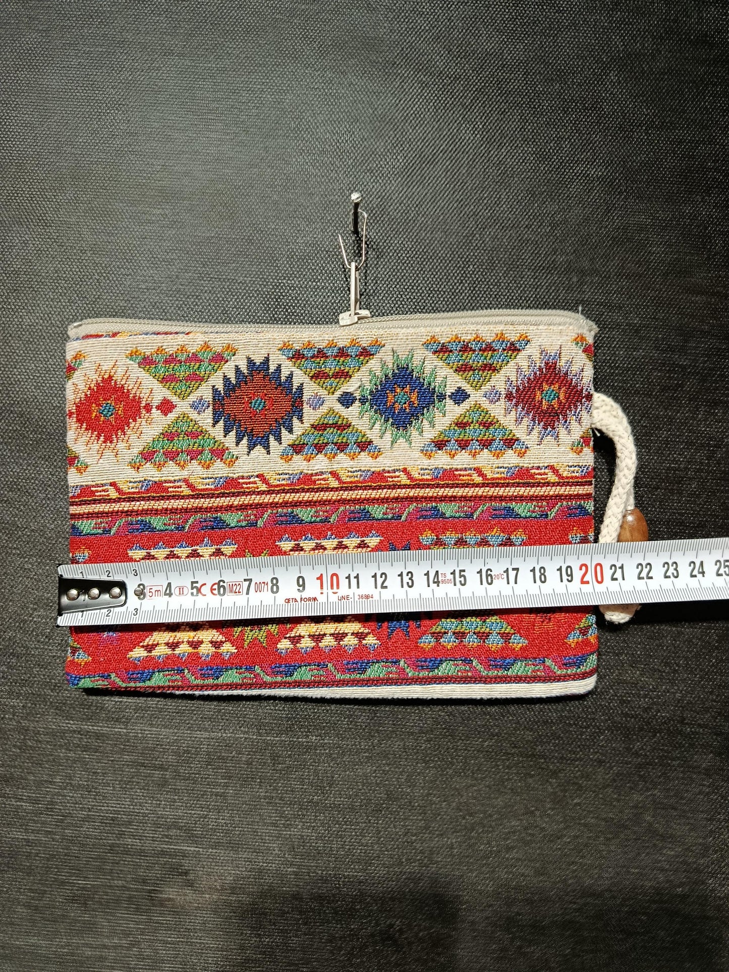 Handmade Gobelin Kilim Clutch – Tribal Patterned Tapestry Pouch – Small Boho Zipper Purse