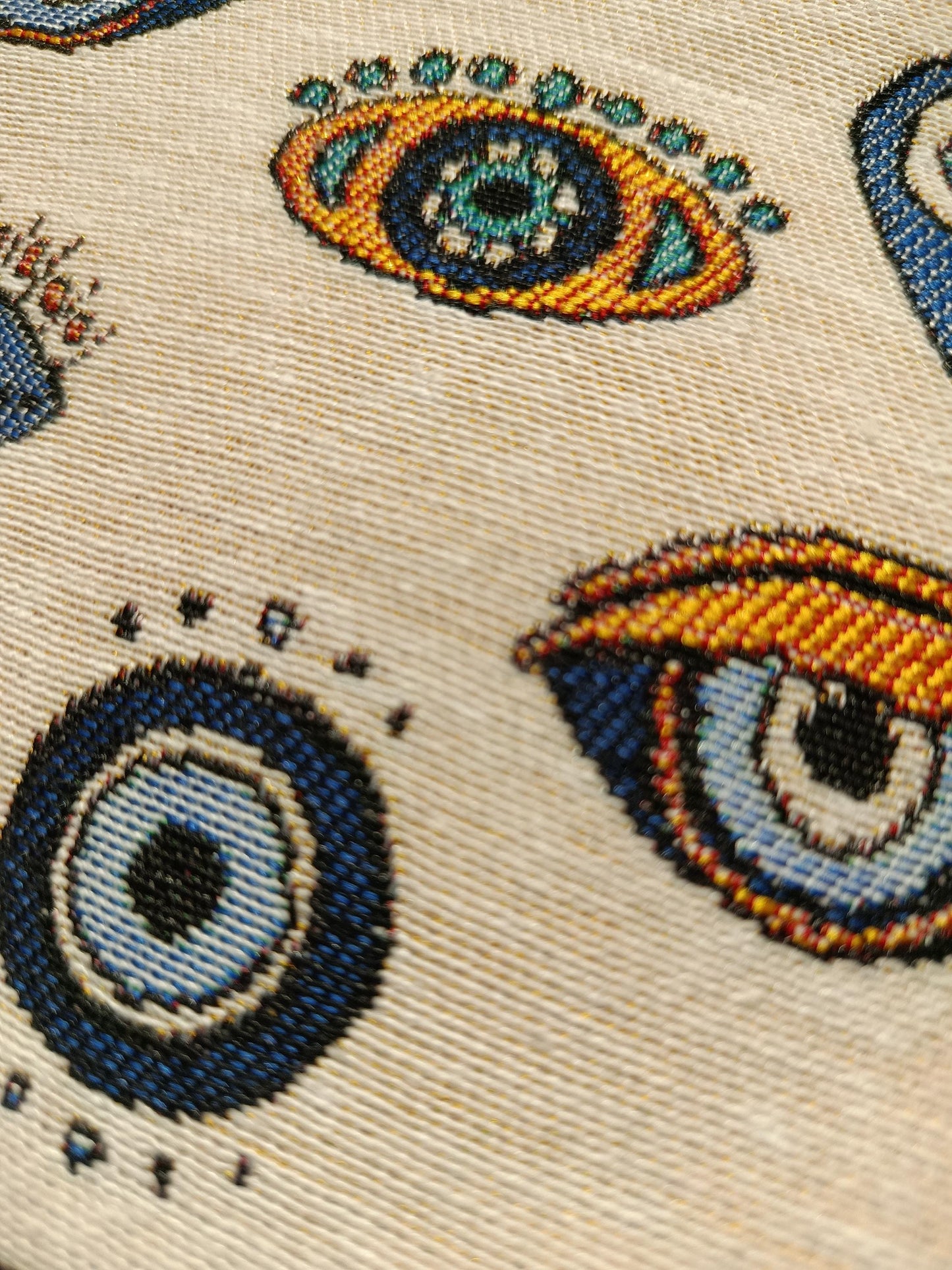 Evil Eye Gobelin Purse – Handmade Protective Symbol Wristlet Bag – Boho Clutch with Talisman Motif