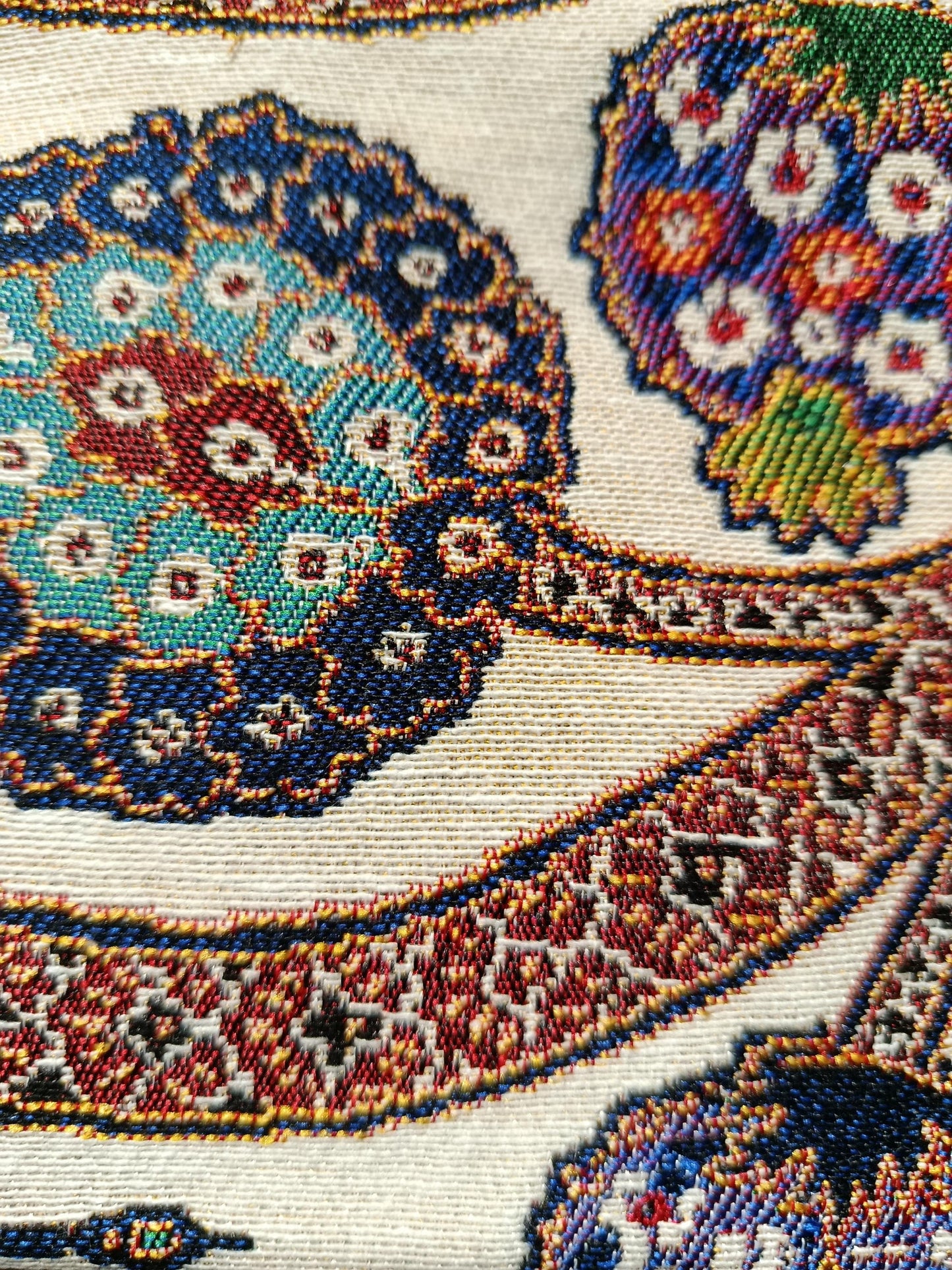 Persian Floral Motif Tapestry Pouch – Gobelin Zipper Bag with Turkish Traditional Design