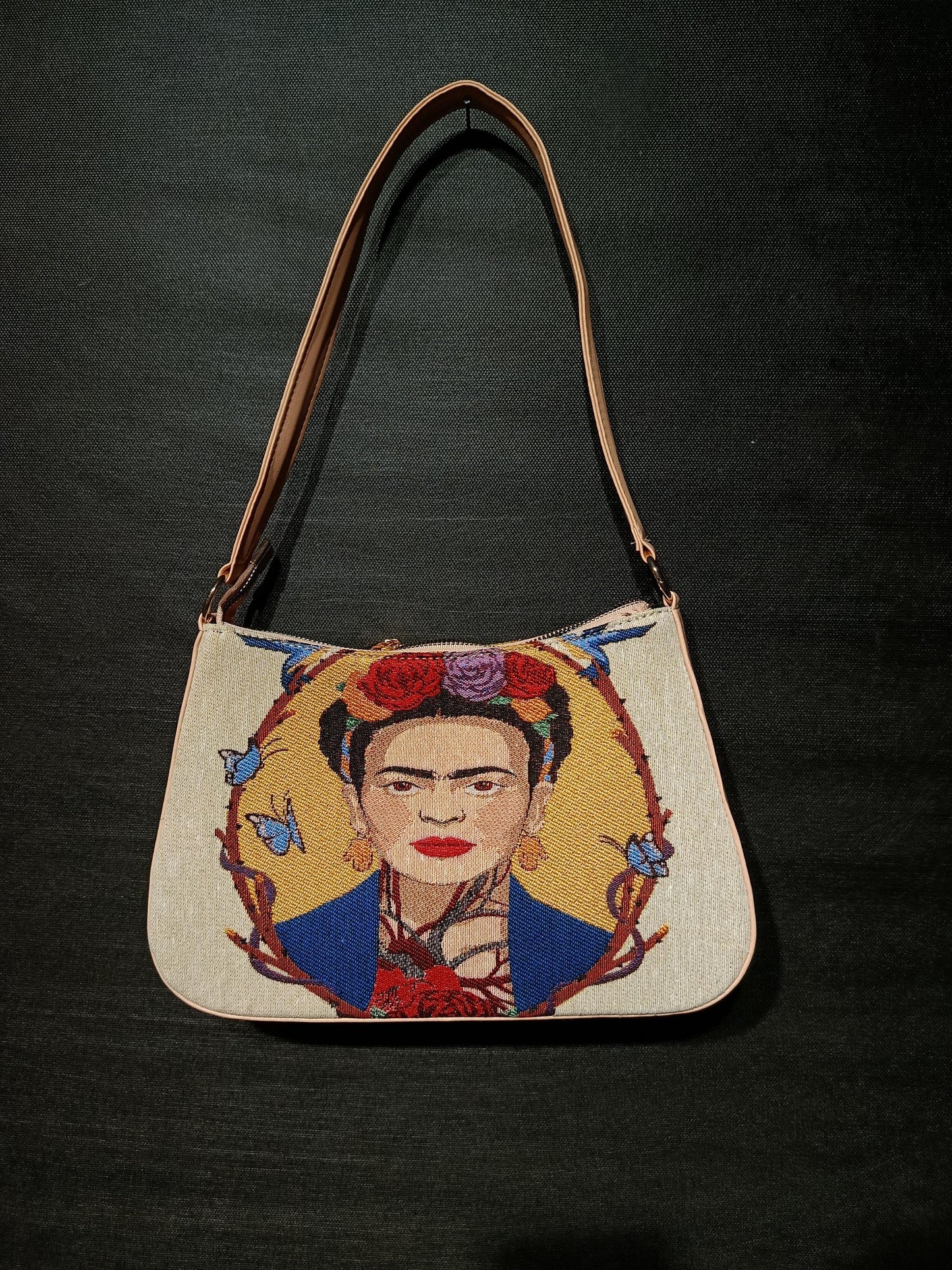 Frida Kahlo Gobelin Shoulder Bag: Handmade Boho Art Crossbody