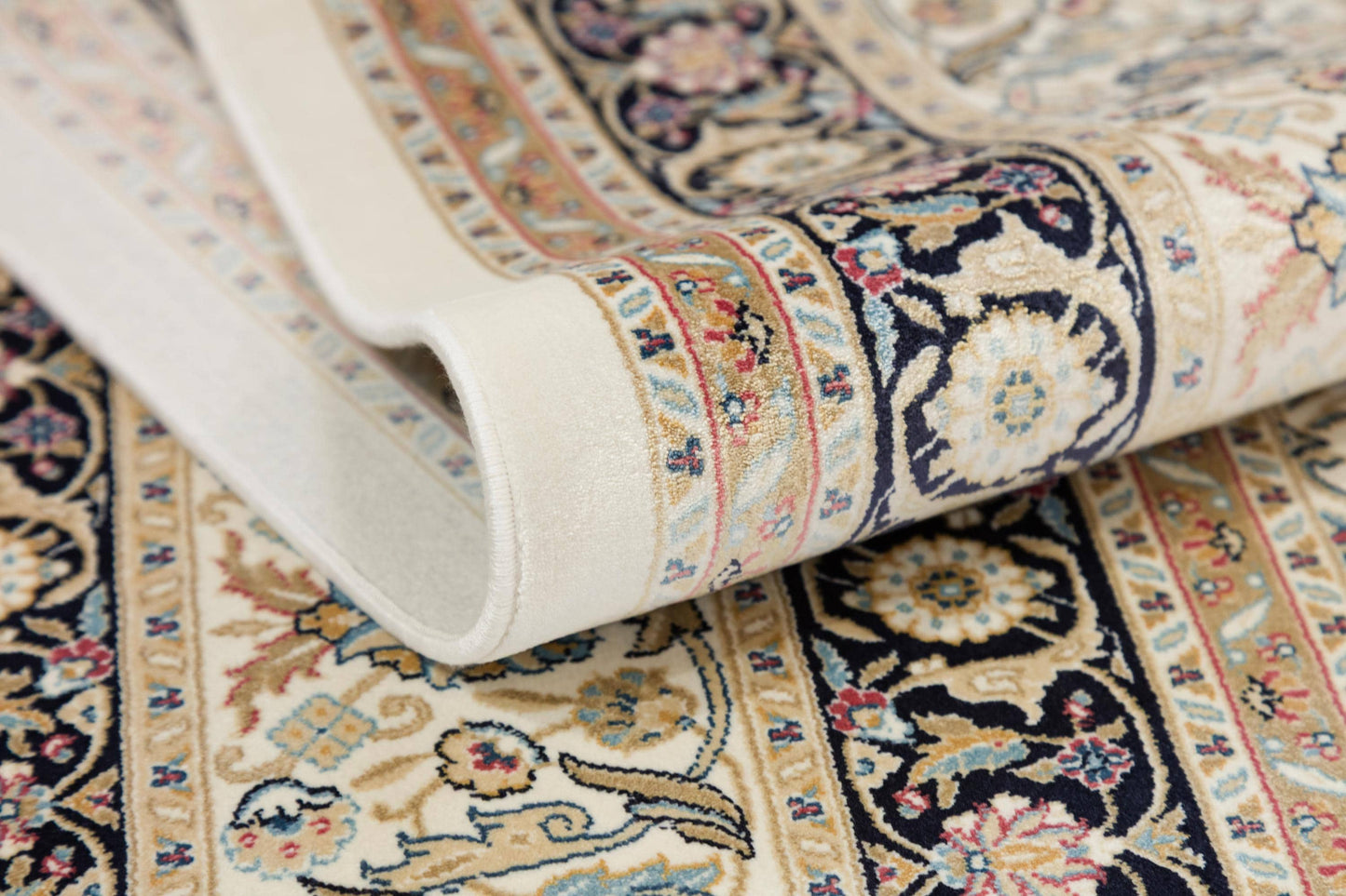 8x11 ft, Classic Blue Silk Rug: Oriental blue fine carpet with Fringes