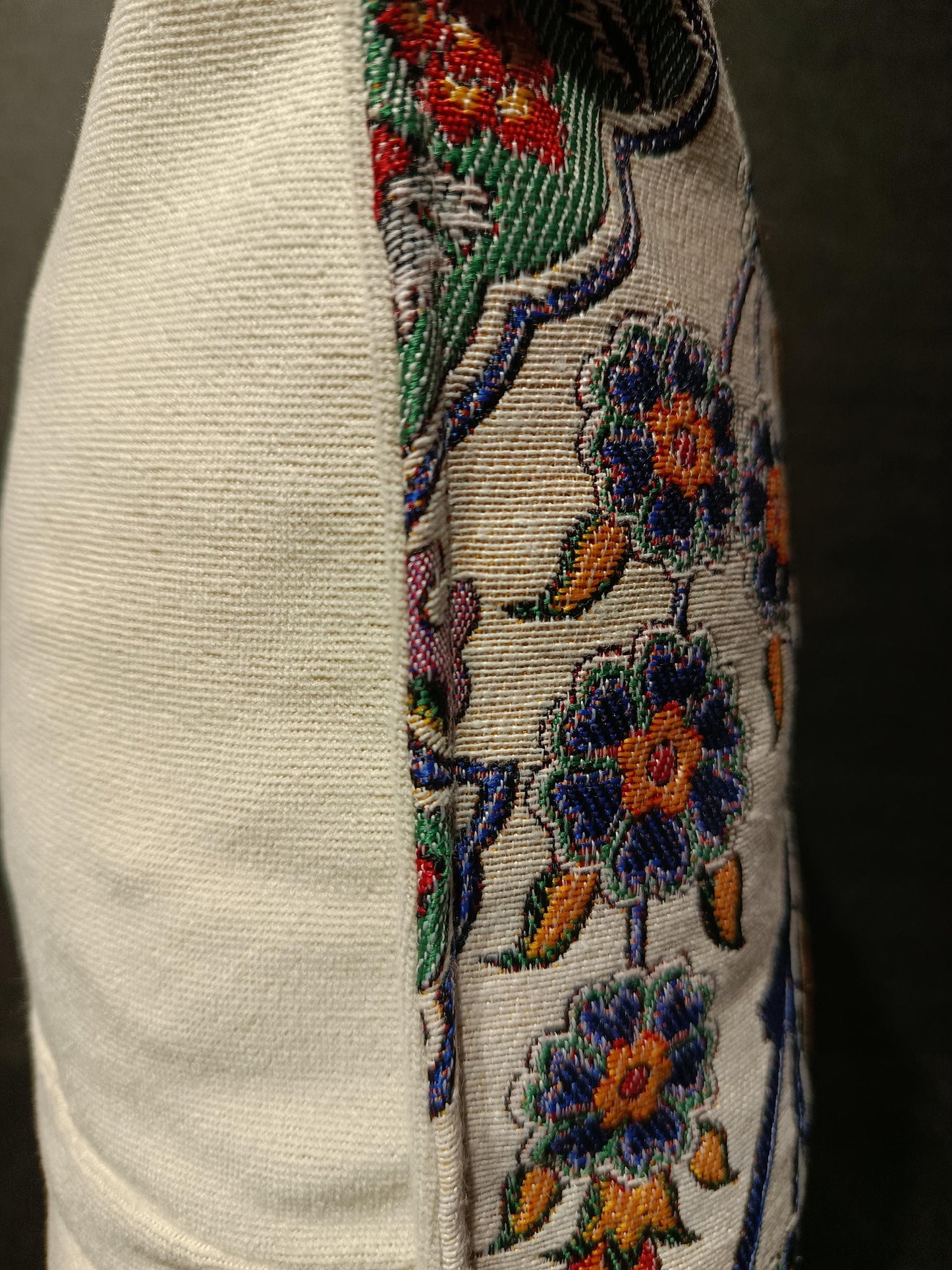 Turkish Floral Pillow Cover: Woven Gobelin Tapestry, Boho Accent Pillow