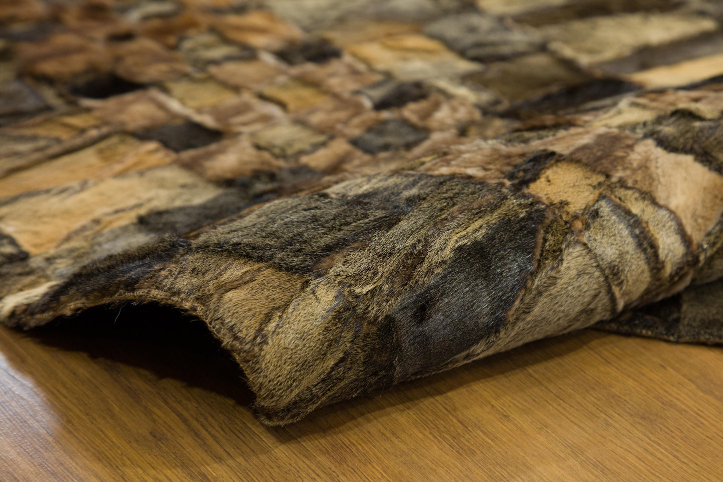 Custom Faux Leather Rug: Round Patchwork Design
