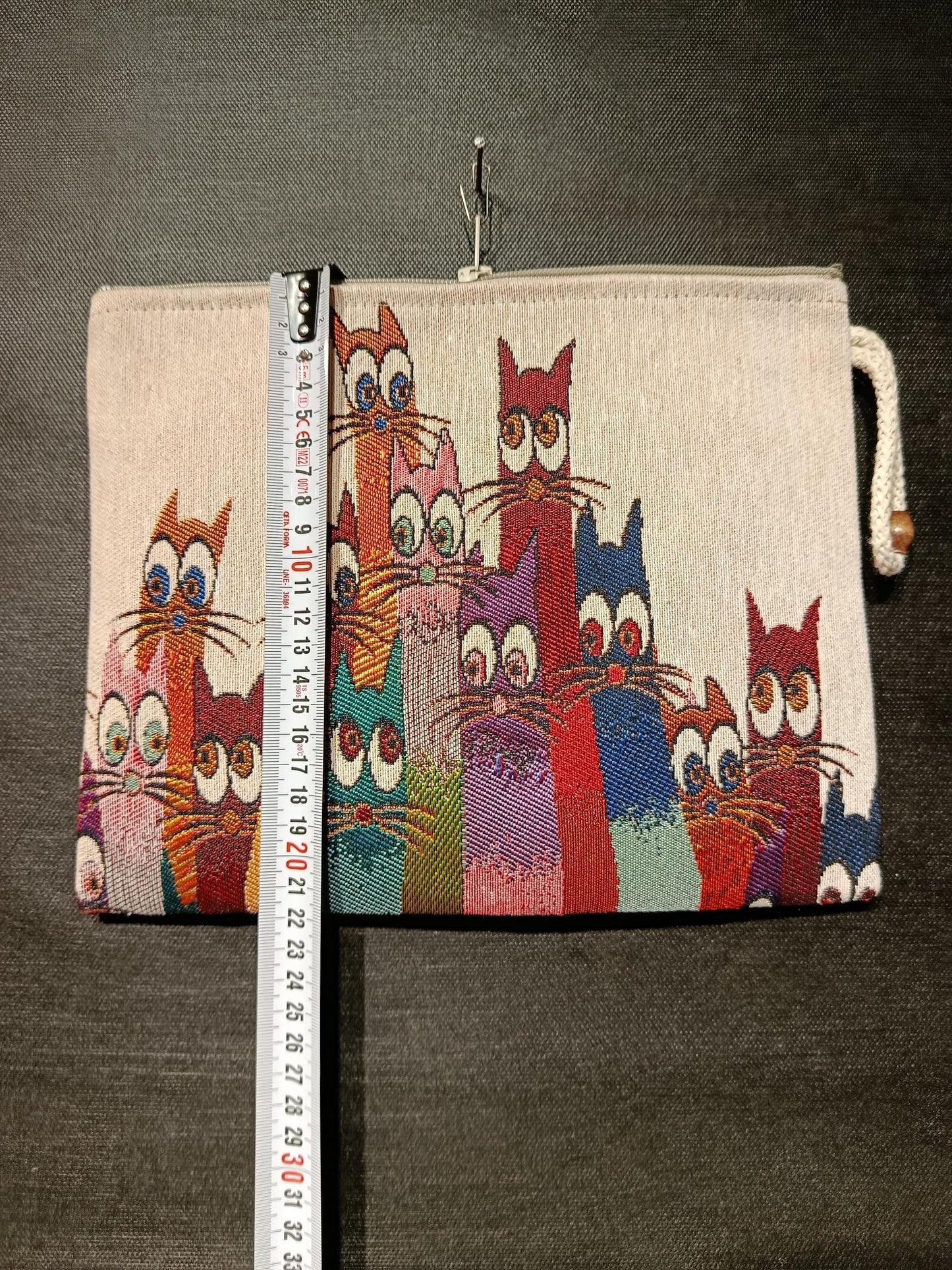 Rainbow Cat Tapestry Clutch: Handmade Turkish Pouch Bag