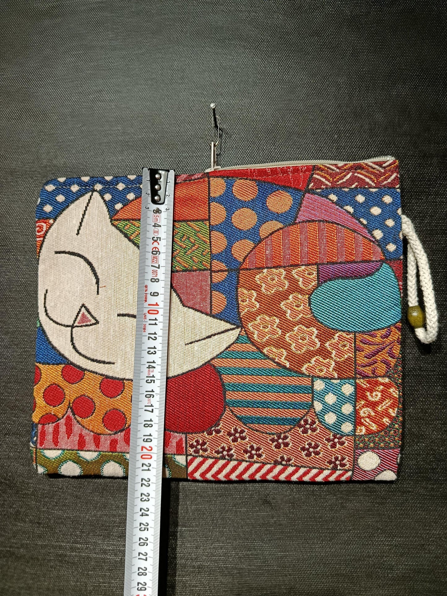 Patchwork Cat Clutch: Handmade Gobelin Zip Bag - Boho Wristlet