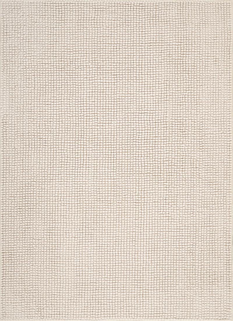 Contemporary Cream Textured Chenille Area Rug – Soft Bubble Loop Design Carpet
