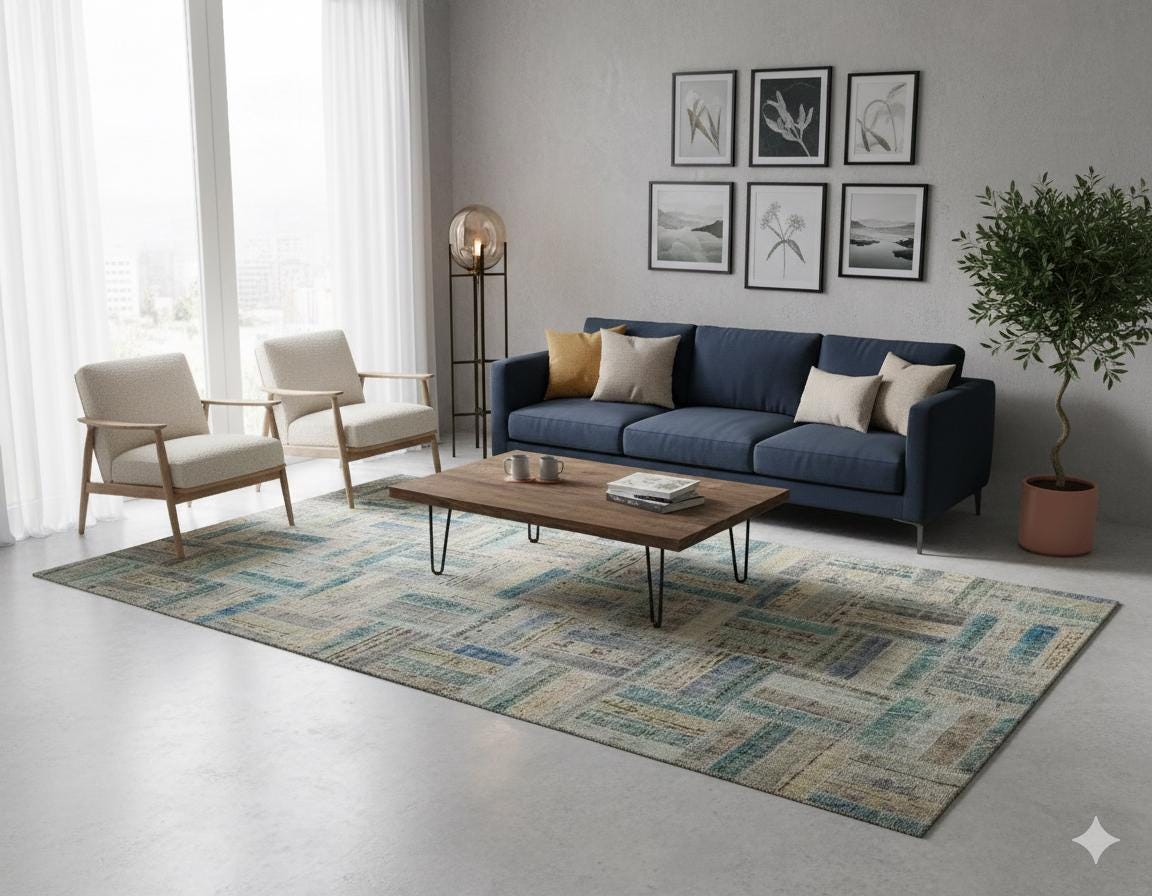 Handmade Wool Patchwork Turkish Rug - 6'x11' Bohemian Area Rug