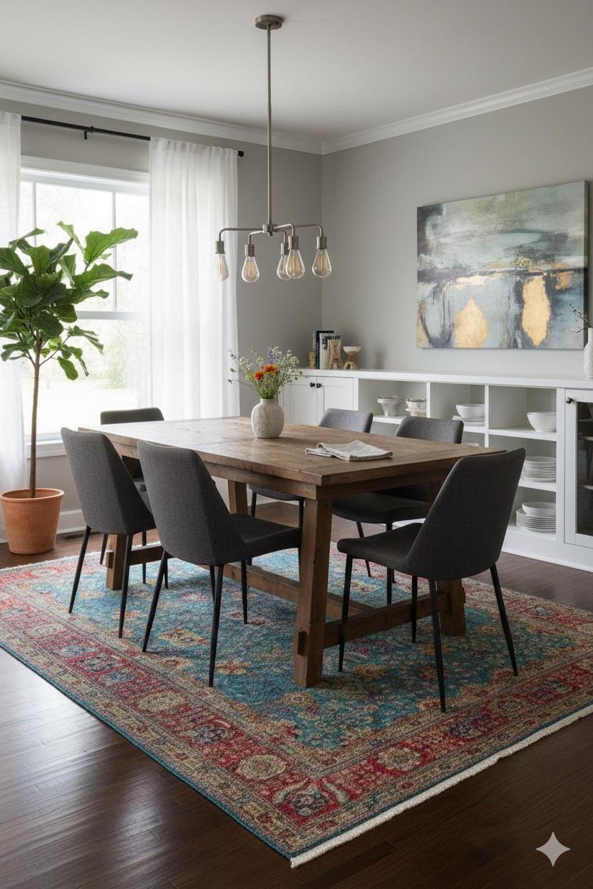 Blue Vintage Rug: Classic Washable Rug with Tassels