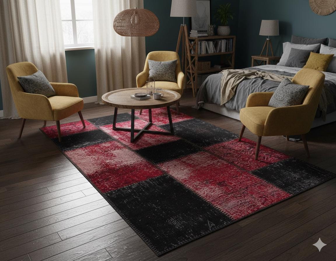 Handmade Wool Patchwork Turkish Rug: Bohemian Area Rug (3.9x5.9 ft)