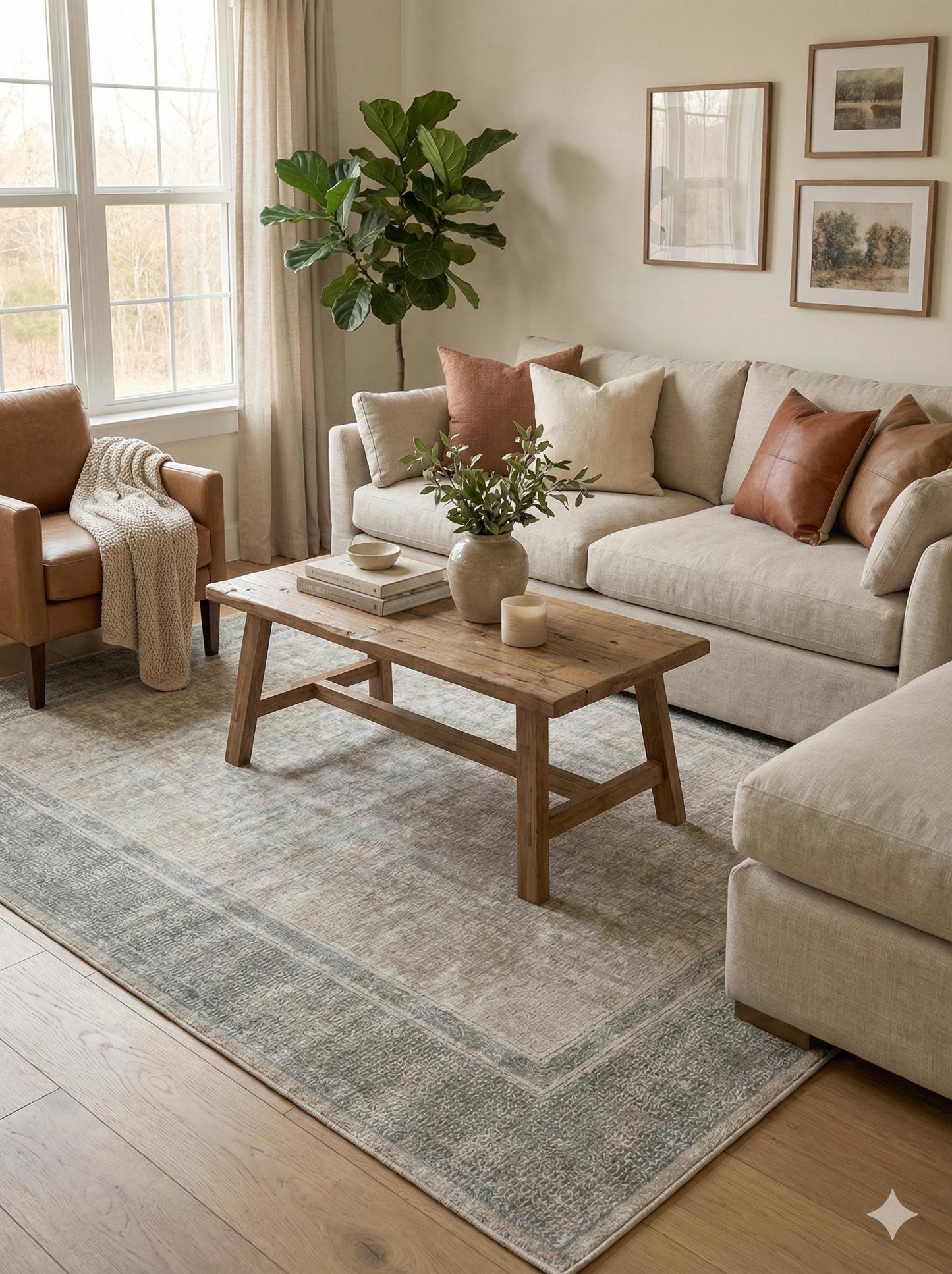 Distressed Geometric Area Rug – Taupe Beige Neutral Transitional Carpet