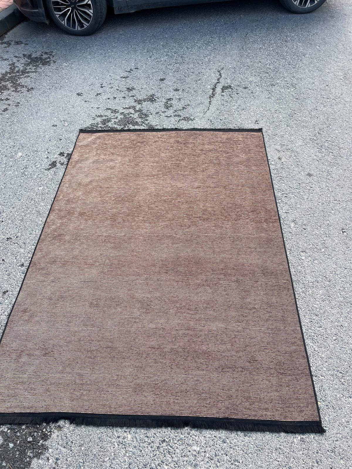 Modern Brown Stripe Rug: Washable Plain Cotton, Anti-Allergic carpet
