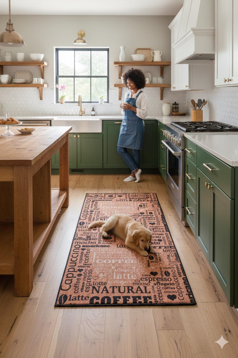 Coffee Bar Kitchen Runner – Espresso Latte Typography Farmhouse Mat