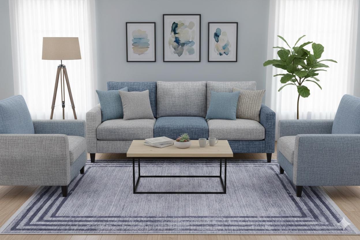 Modern Distressed Border Area Rug, Gray Charcoal Fringed Carpet, Washable Thin Living Room Rug