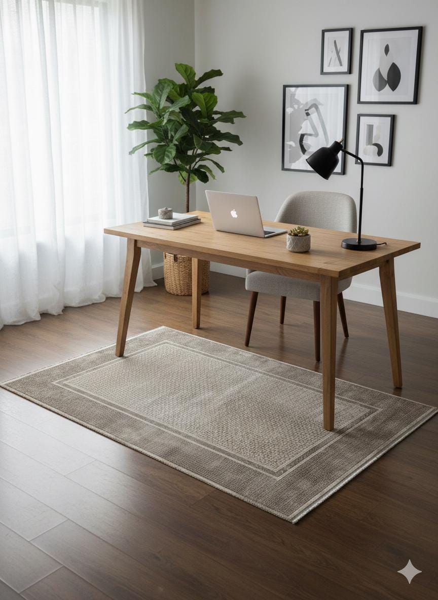 Distressed Geometric Area Rug – Taupe Beige Neutral Muted Carpet