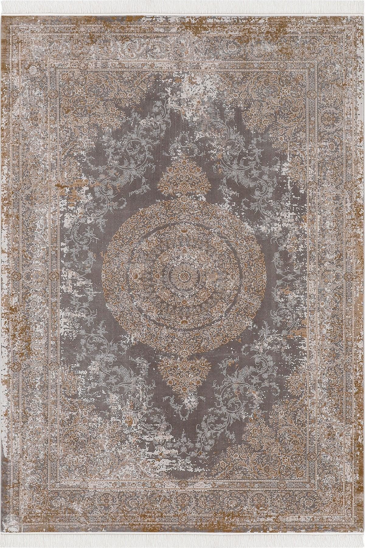 7x10 ft, Gray Classic oriental Silk Rug: Bamboo Yarn,fine fringes carpet