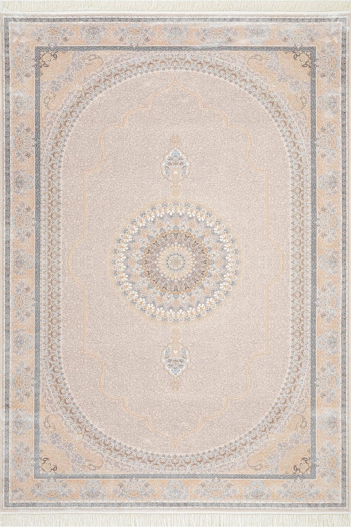 5x7 ft, Beige Classic oriental medallion Silk Rug