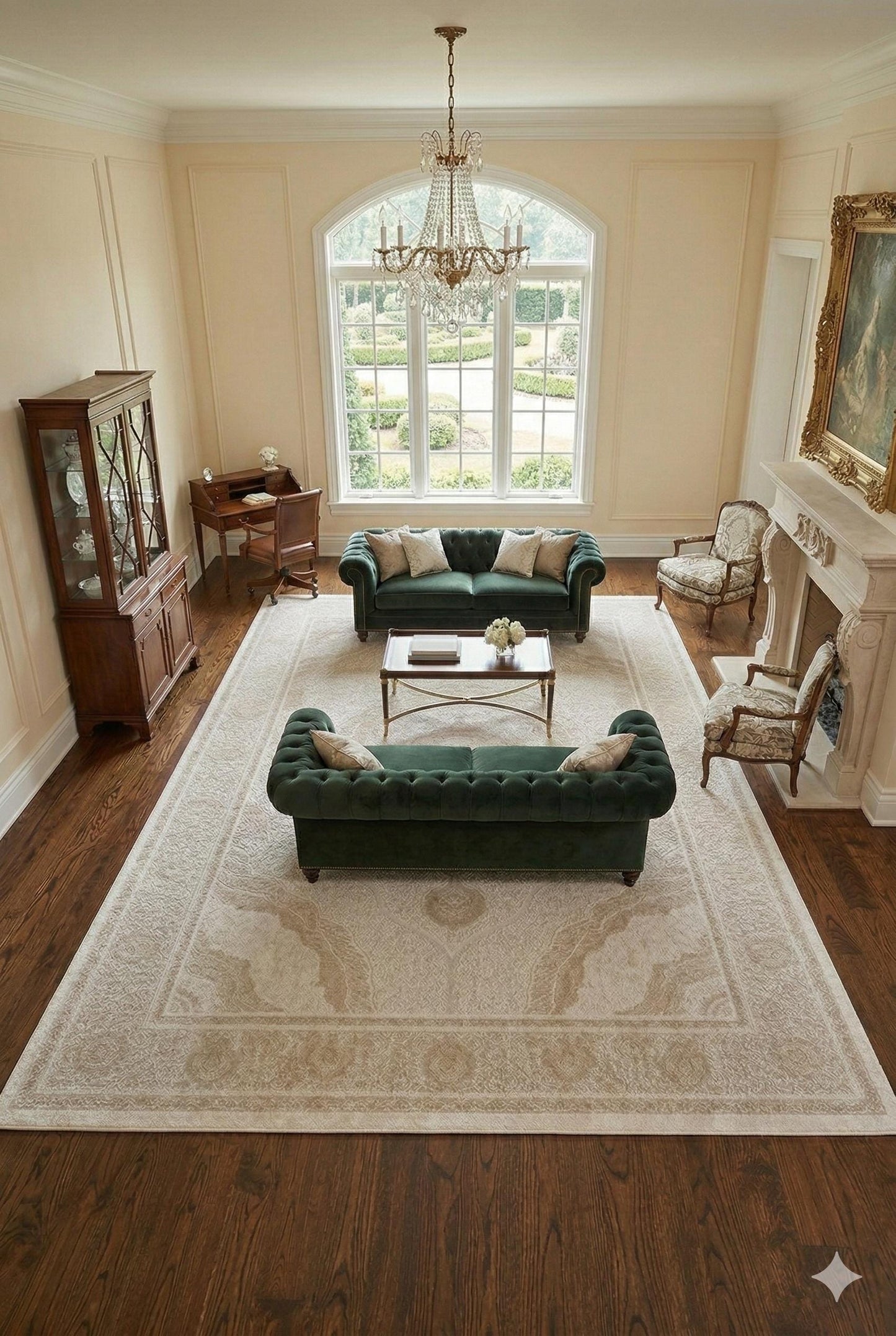 8x11 ft, Beige Classic oriental Bamboo Rug: Fine Medallion carpet