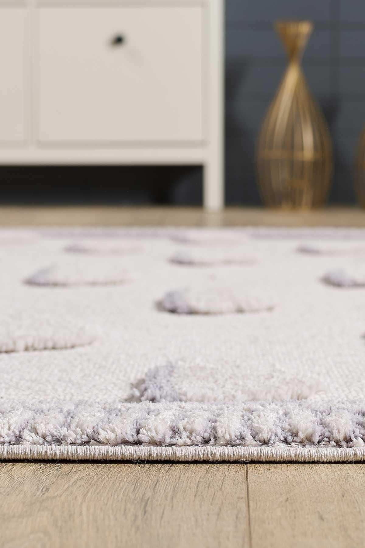 3D Cloud Nursery Rug – Soft Grey Boho Tassels Playroom Decor