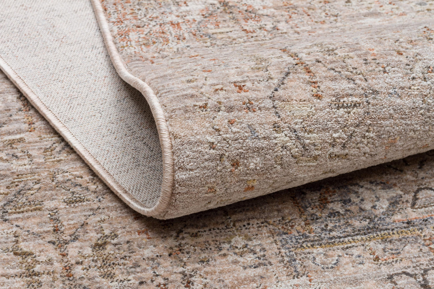 Vintage-Style Distressed Patchwork Area Rug – Muted Earth Tones & Terracotta