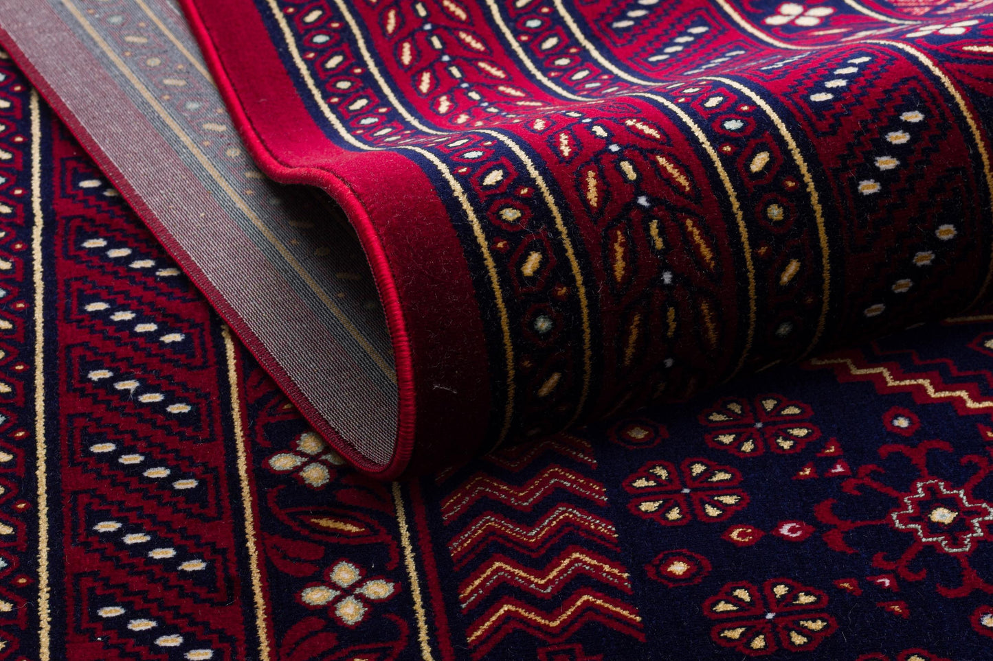 Crimson Red Persian Style Area Rug – Geometric Medallion Oriental Carpet
