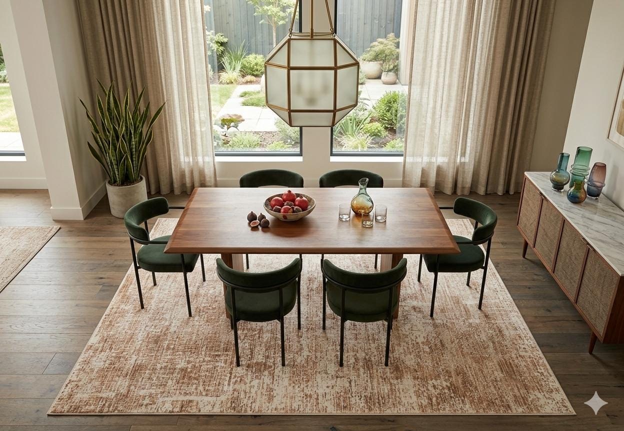 Distressed Abstract Area Rug – Terracotta Cream Faded Vintage Style Carpet