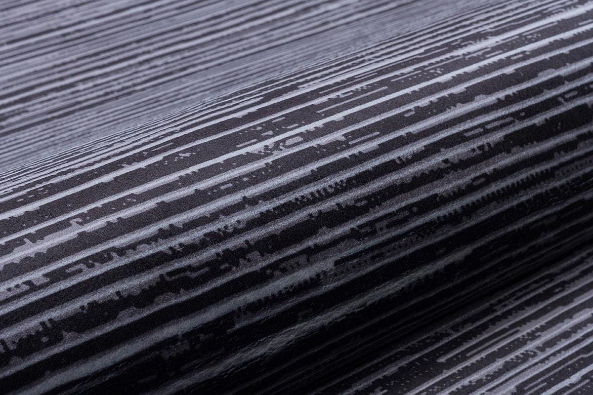 Plain Black Ribbed Area Rug –Low Pile Carpet (Boho Living Room)