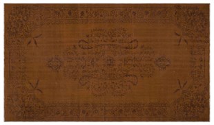 El Dokuma %100 Yün Türk Vintage Halı Kahverengi Ölçü;172x282=4.85 m2