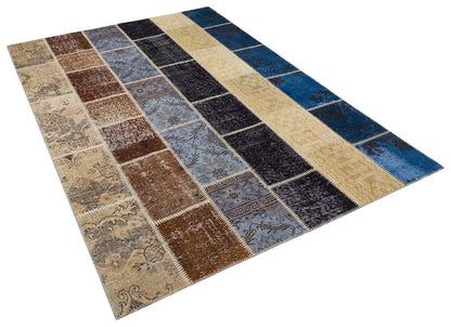Handmade Patchwork Turkish Rug: 5'x8' Bohemian Wool Area Rug