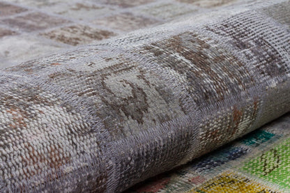 Handmade Patchwork Wool Turkish Rug - 5'x8' Bohemian Area Rug