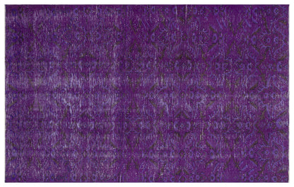 Vintage Purple Wool Rug (4'9''x8' ft): Handmade Eclectic Turkish Carpet
