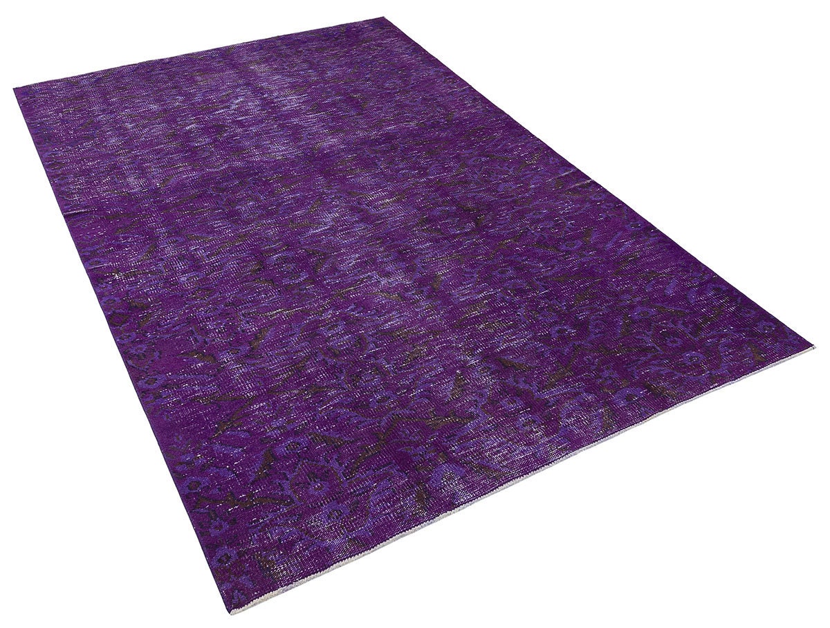 Vintage Purple Wool Rug (4'9''x8' ft): Handmade Eclectic Turkish Carpet
