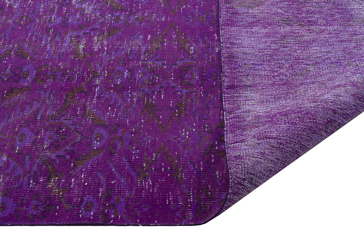 Vintage Purple Wool Rug (4'9''x8' ft): Handmade Eclectic Turkish Carpet