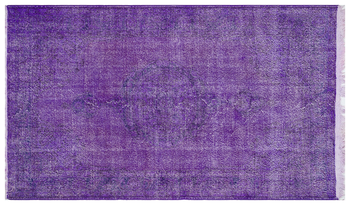Vintage Purple Wool Rug: Handmade Eclectic Turkish Carpet (4'9''x8'2'')