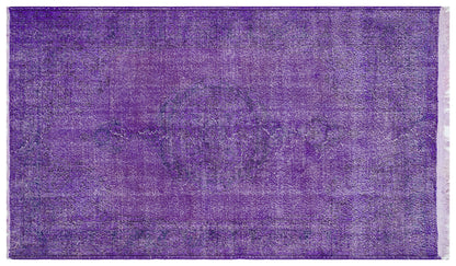 Vintage Purple Wool Rug: Handmade Eclectic Turkish Carpet (4'9''x8'2'')