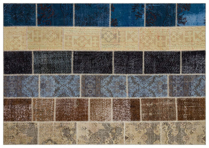 Handmade Patchwork Turkish Rug: 5'x8' Bohemian Wool Area Rug