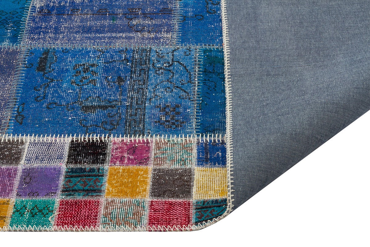 Handmade Patchwork Turkish Rug: 5'x8' Bohemian Wool Area Rug