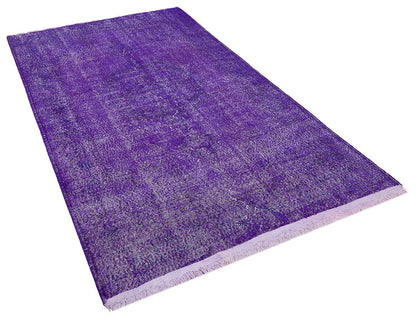 Vintage Purple Wool Rug: Handmade Eclectic Turkish Carpet (4'9''x8'2'')