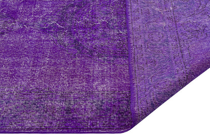 Vintage Purple Wool Rug: Handmade Eclectic Turkish Carpet (4'9''x8'2'')