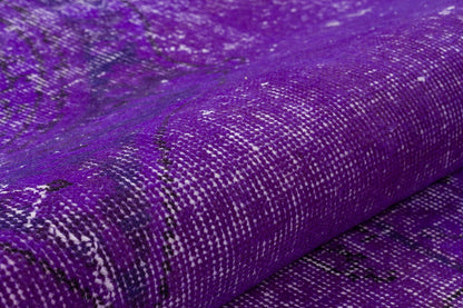 Vintage Purple Wool Rug: Handmade Eclectic Turkish Carpet (4'9''x8'2'')